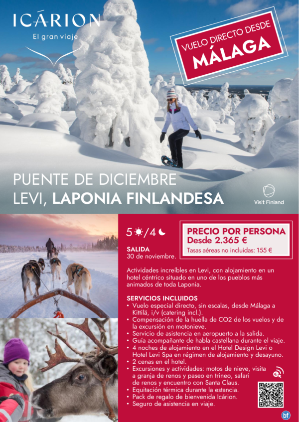 Puente de diciembre en Levi. Vuelo directo desde Mlaga