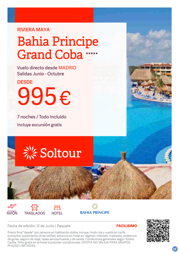 Riviera Maya (Mxico) en Bahia Principe Grand Coba desde 995 € , salidas Junio - Octubre desde Madrid