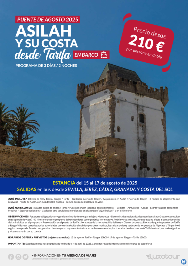 Puente de agosto 2025 - Asilah y su costa en barco desde Tarifa