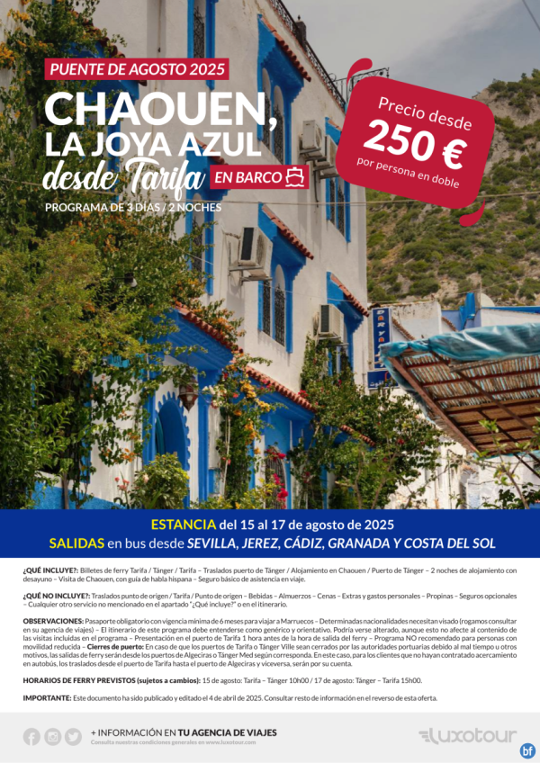 Puente de agosto 2025 - Chaouen, la joya azul en barco desde Tarifa