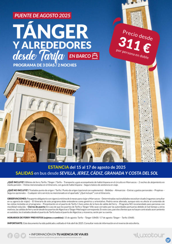 Puente de agosto 2025 - Tnger y alrededores en barco desde Tarifa