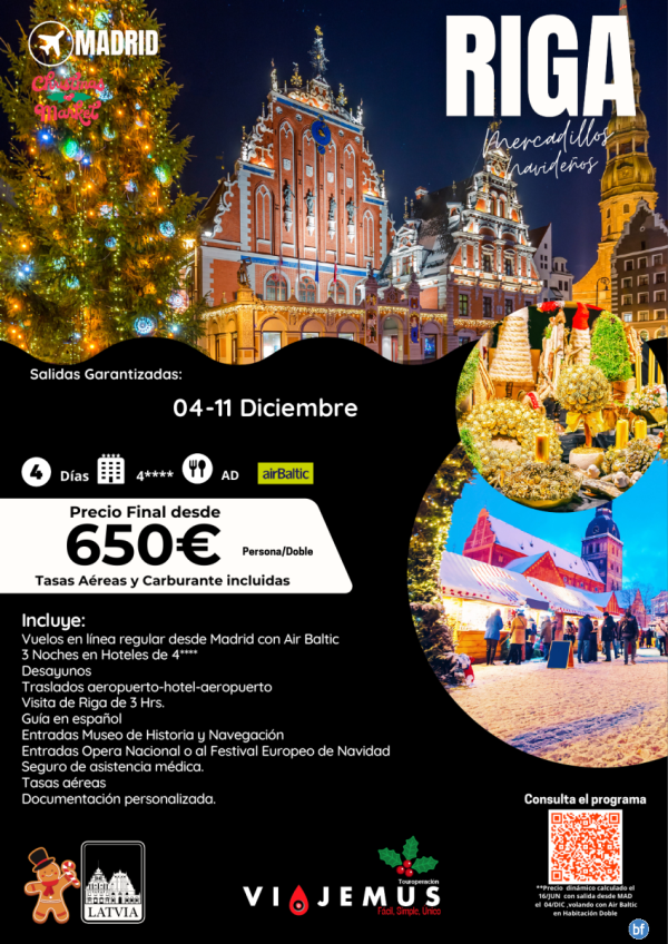 Riga  y sus increbles mercadillos navideos. Desde Madrid 04-11/Dic. Salidas garantizadas.Te lo vas a perder?