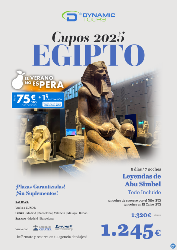 el verano no esPERA | EGIPTO ? 75 € de dto ?Leyendas de Abu Simbel TI | (4cru+3cai) ? sal: l y s | dsd 1.245 € 
