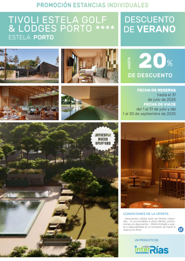 Descuento de Verano Tivoli Estela Golf & Lodges Porto 4* (Estela - Porto).- Hoteles para Individuales