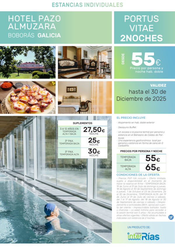 Portus Vitae 2 Noches Hotel Pazo Almuzara (Bobars - Galicia).- Hoteles para Individuales