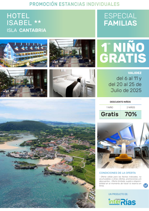 Especial Familias Hotel Isabel 2* (Isla - Cantabria).- Hoteles para Individuales