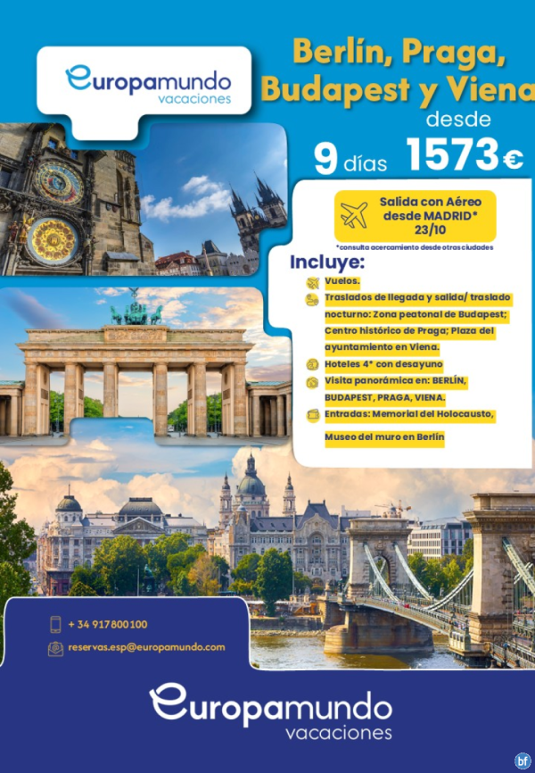 Berln, Praga, Budapest y Viena con Vuelos desde Madrid