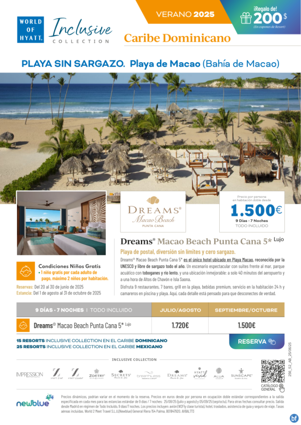 100% Sin Sargazo. Vive las mejores vacaciones en playas limpias con Dreams Macao desde 1.500 € 