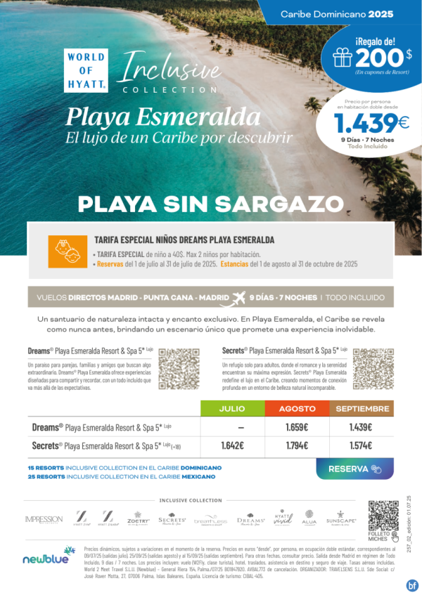 Playa Esmerala (R. Dom) Sin Sargazo y con una tarifa especial de 40USD por nio. Promo hasta el 30/07/25