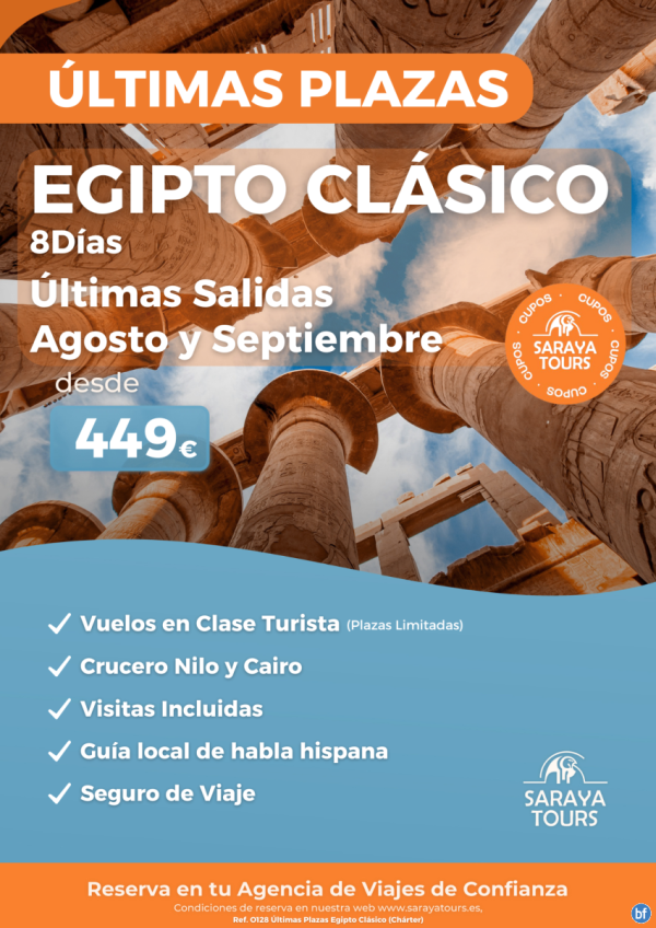 ltimas Plazas Egipto dsd 449 € con Visitas Incluidas! Salidas Agosto y Septiembre