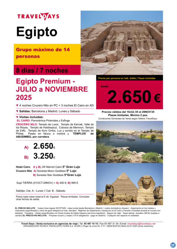 Egipto PREMIUM - 8 das con crucero Sonesta a partir de 2.650 € 
