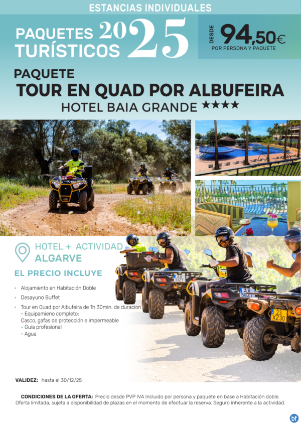 Tour en Quad por Albufeira Hotel Baia Grande 4*.- Paquetes tursticos para Individuales