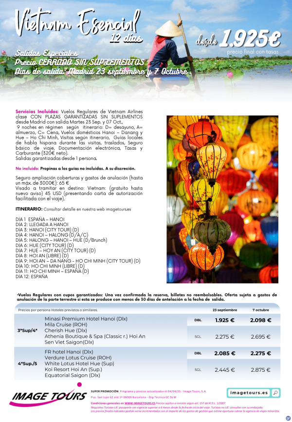 Vietnam Esencial con plazas garantizadas, 12 das desde 2.025 € 