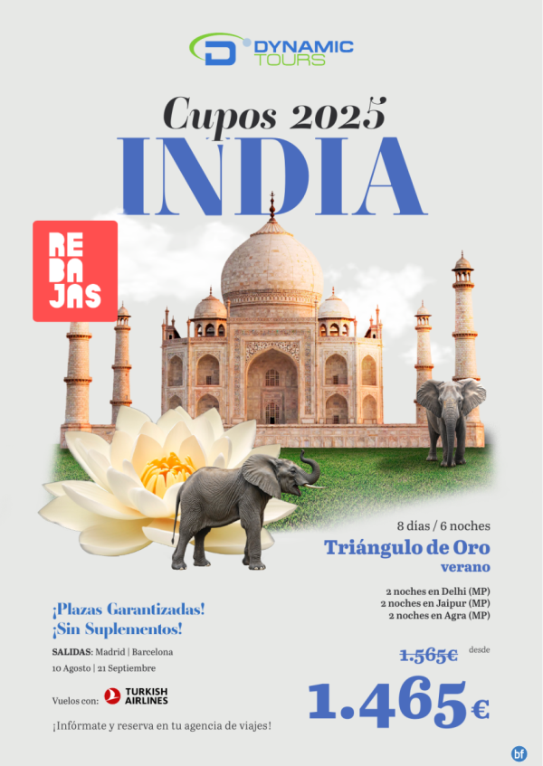 INDIA ?? rebajas ?? (8d/6n) ? salidas Ago a Sep: mad y bcn ? desde 1.465 € 