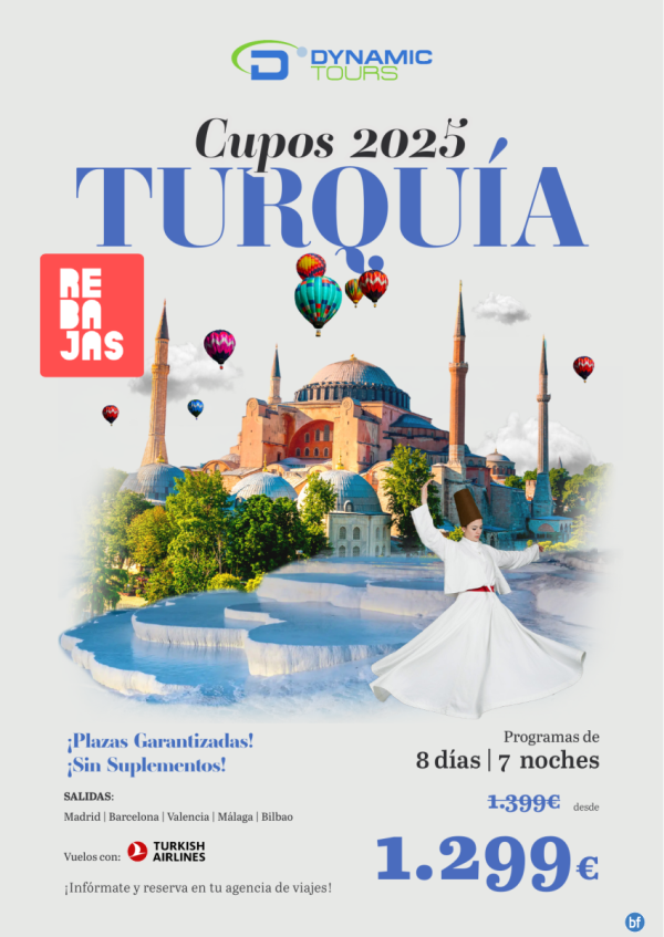 TURQUA ?? rebajas ?? (8d/7n) ? salidas Sep: mad, bcn, agp, vlc, bio ? desde 1.299 € 