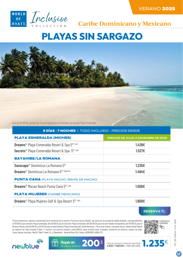 Solo playas Sin Sargazo, solo con Hyatt Inclusive Collection. Dominicana y Mxico.  Descubre los 6 hoteles!