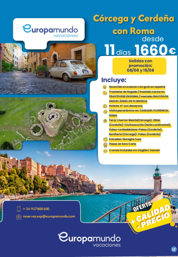 Oferta Last Minute. Crcega y Cerdea con Roma