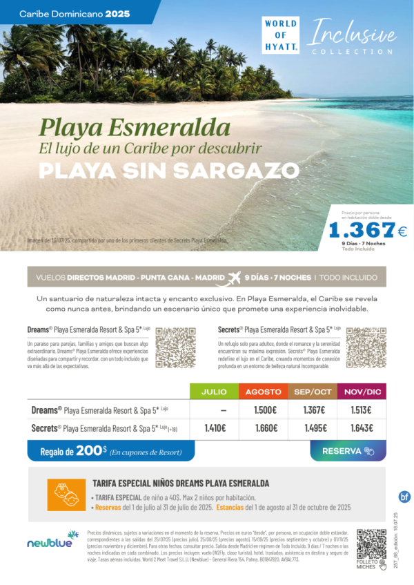 Nunca los volvers a ver a este precio. Secrets y Dreams Playa Esmeralda. Vacaciones en un paraiso sin sargazo