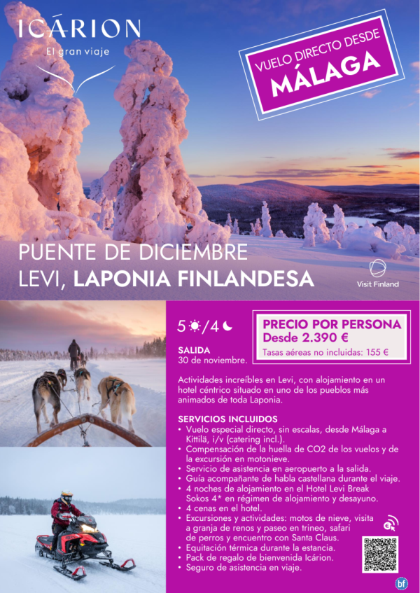 Puente de diciembre en Levi en hotel Break Sokos. Vuelo directo desde Mlaga