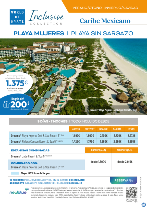 Playa Mujeres - Playa Sin Sargazo y estancias combinadas desde 1.375 € 