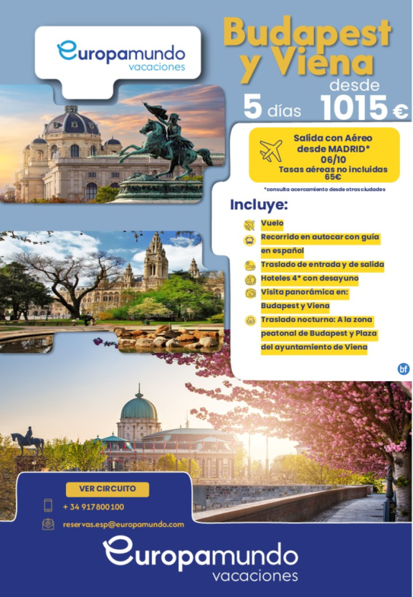 Budapest y Viena. Salida con Areo desde Madrid