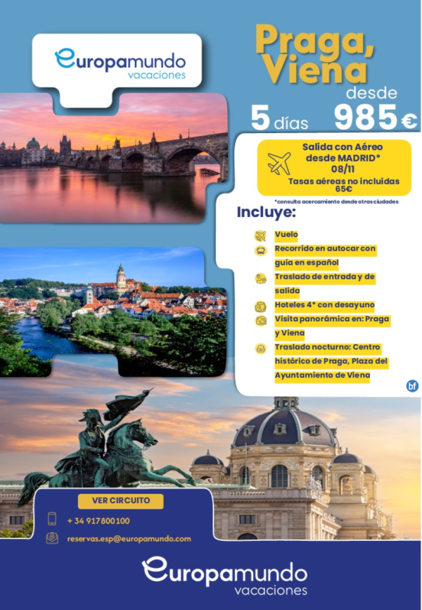 Praga, Viena. Salida con Areo desde Madrid