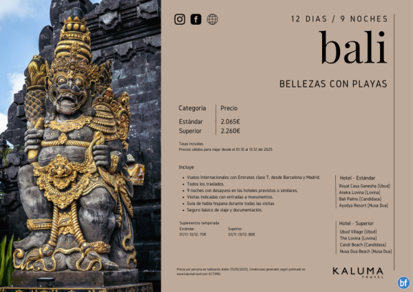 Bellezas de Bali y Playas - Salidas Diarias hasta Diciembre desde 2.065 € 