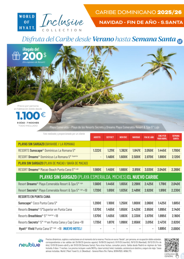 Disfruta del Caribe Dominicano desde Verano hasta Semana Santa (9 das - 7 noches) desde 1.100 € 