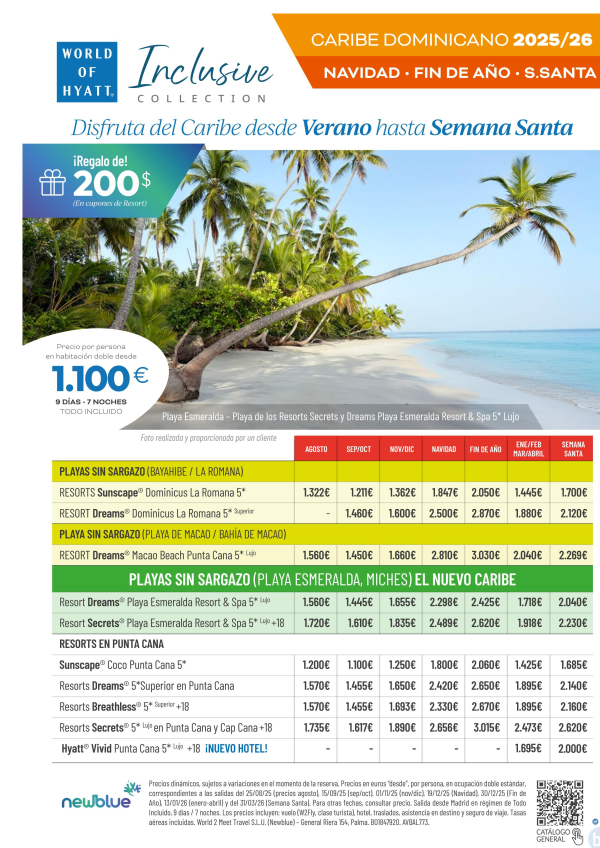 Disfruta del Caribe Dominicano desde Verano hasta Semana Santa (9 das - 7 noches) desde 1.100 € 