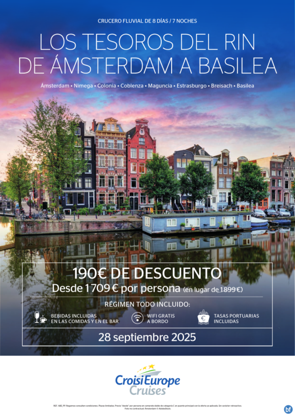 190? DESCUENTO - crucero Los Tesoros del Rin - 8 das - Todo Incluido - 28/09