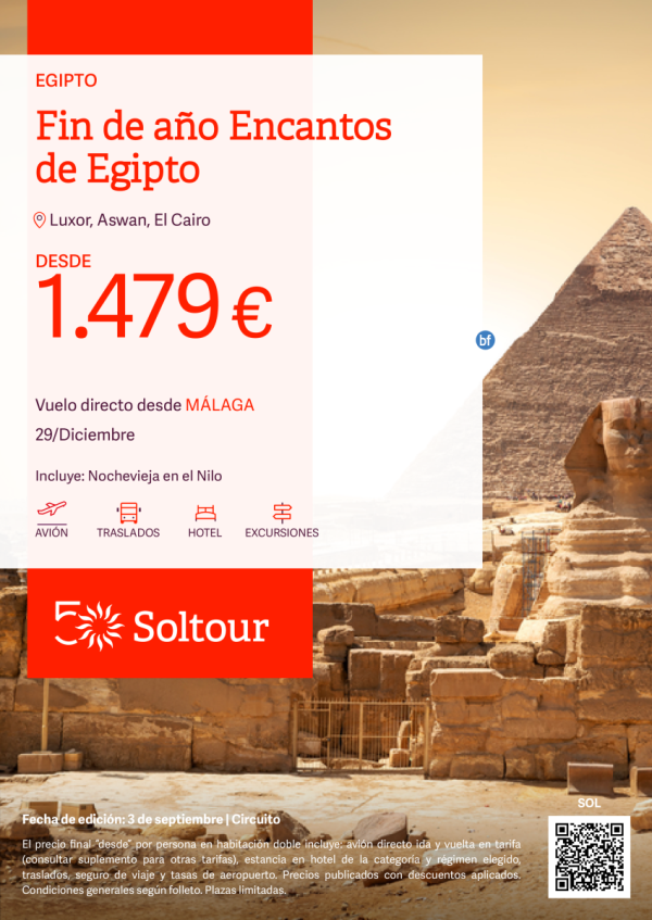 Fin de Ao Encantos de Egipto desde 1.479 € , salida 29 Diciembre desde Mlaga