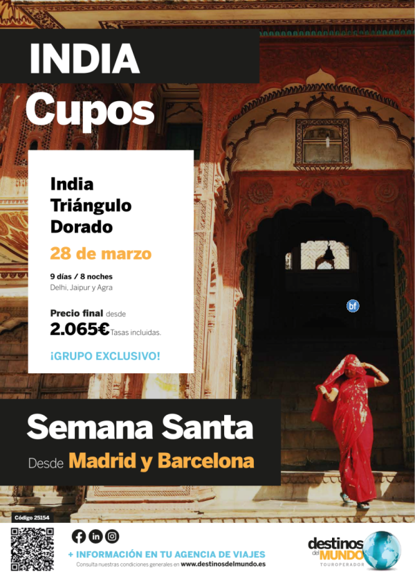 SEMANA SANTA ?? India tringulo dorado 9 d / 8n desde Madrid y Barcelona Salida: 28 marzo 2026 desde 2.065 € 