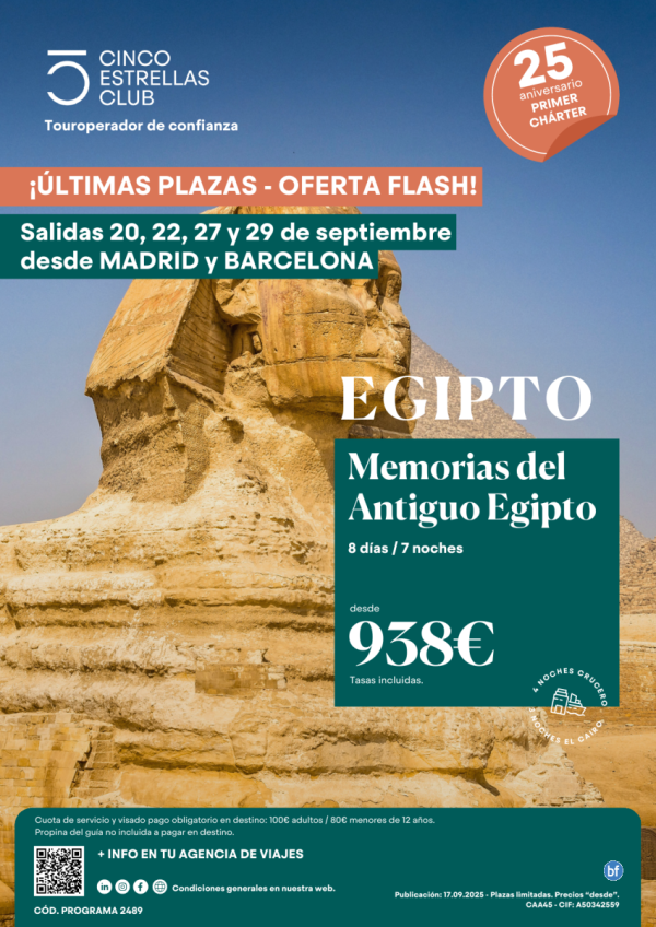 ltimas plazas-Oferta flash! Memorias del Antiguo Egipto dsd 938 € 8d/7n Sal 20,22,27y29 Sep dsd Mad y Bcn