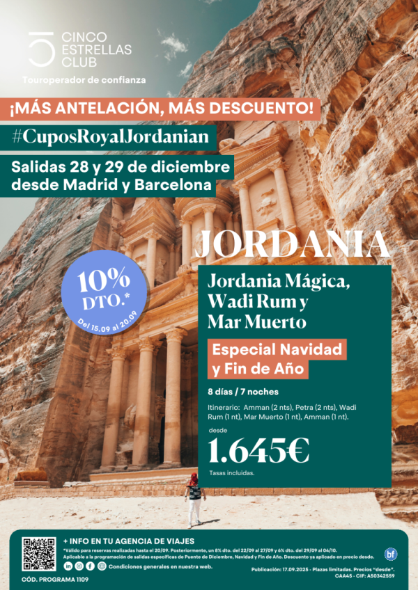 Esp. FindeaoyNavidad! JordaniaMgica,WadiRumyMarMuerto dsd1.645? 8d/7nSal28y29Dec dsd MadyBcn cup Royal J