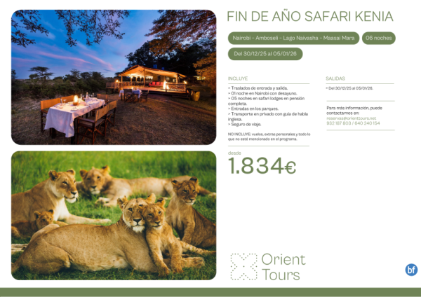 Kenia Safari fin de ao x 6 noches con pensin completa y sin vuelos salida 30/12