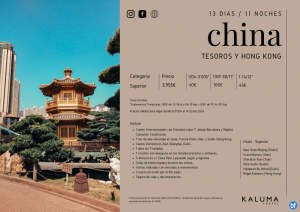 Tesoros de China y Hong Kong 13 das / 11 noches - Salidas Garantizadas hasta Diciembre desde 3.955 € 