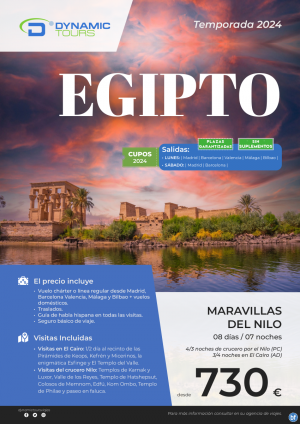 ?EGIPTO??Maravillas del Nilo?(3/4n cru   4/3n cai) ? salidas: mad, bcn, agp, vlc, bio?desde 730 € 