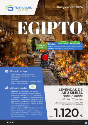 ?EGIPTO??Leyendas de Abu Simbel T.I.?(3/4n cru 4/3n cai) ? salidas: mad, bcn, agp, vlc, bio?desde 1.120 € 