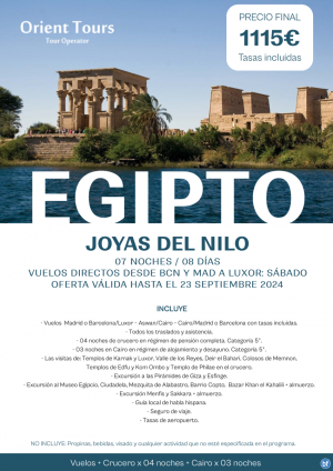 EGIPTO. Viaje de 07 noches en PC. Salidas cada sbado desde Mad y Bcn. Visitas incluidas en grupo reducido.