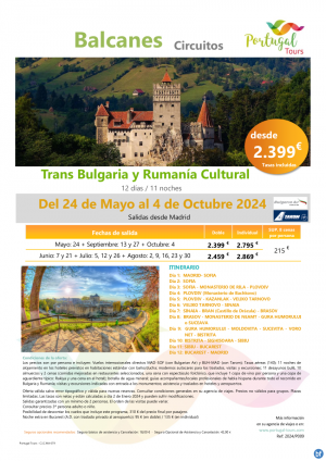 Circuito cultural \-Bulgaria y Rumania\- 12 das -Salidas desde Madrid de Mayo a Octubre 2024 desde slo 2.399