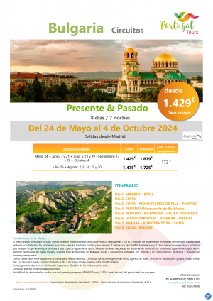 Circuito Bulgaria Presente & Pasado\- 8 das - Salidas desde Madrid de Mayo a Octubre 2024 desde 1.429 € 