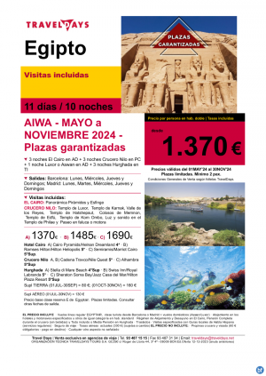 Egipto AIWA 11 das con crucero por el Nilo y Hurghada en todo incluido a partir de 1.370 € - cupos verano