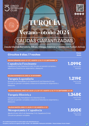 Turquia dsd 1.099 € Capadocia Fascinante dsd Mad,Bio,Agp,Vlc,Opo,Bcn cupos con Salidas Garantizadas con TK