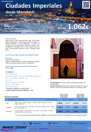 Marruecos: Ciudades Imperiales desde Marrakech, 8 das de viaje desde 1.062 € hasta octubre 2024