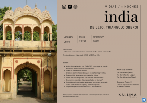 India de Lujo - Triangulo de Oro OBEROI 9 das / 6 noches *Especial Novios* hasta Septiembre desde 2.725 € 