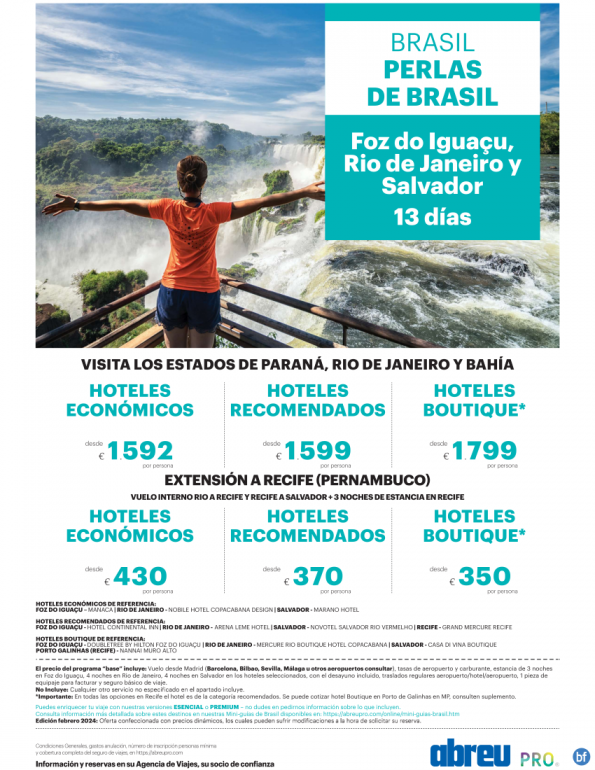 BRASIL Perlas de Brasil Rio, Iguaçu, Salvador 13 días Mar a Nov