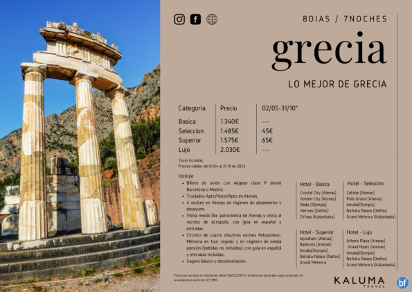 Lo mejor de Grecia 7 noches - Salidas Garantizadas hasta Octubre desde 1.340 € 