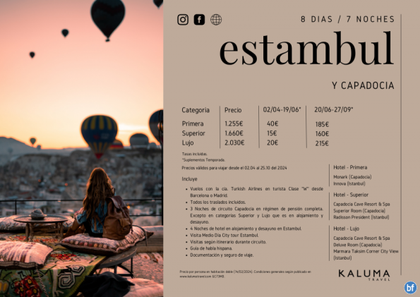 Turquía Estambul y Capadocia  7 noches Salidas Garantizadas hasta Octubre desde 1.255 € 