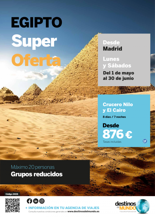 Egipto ** Super Oferta Mayo y Junio **  Grupos reducidos Máximo 20 pax - 8d/7n desde 876 € 