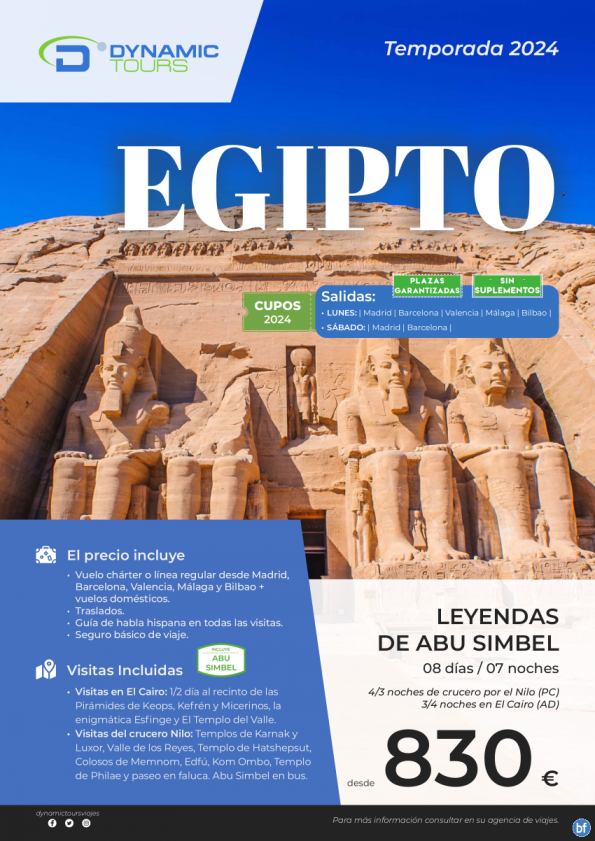 ?EGIPTO??Leyendas de Abu Simbel?(3/4n cru   4/3n cai) ? salidas: mad, bcn, agp, vlc, bio?desde 830 € 